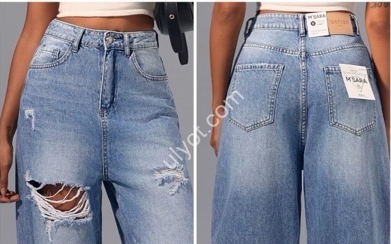 ДЖИНСЫ M.SARA (S-2XL) СИНИЙ 1372-4B