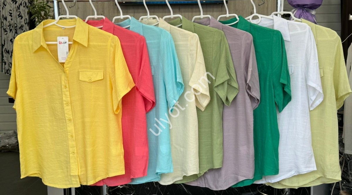 БЛУЗКА JJF (XL-4XL) ГОЛУБОЙ 2215