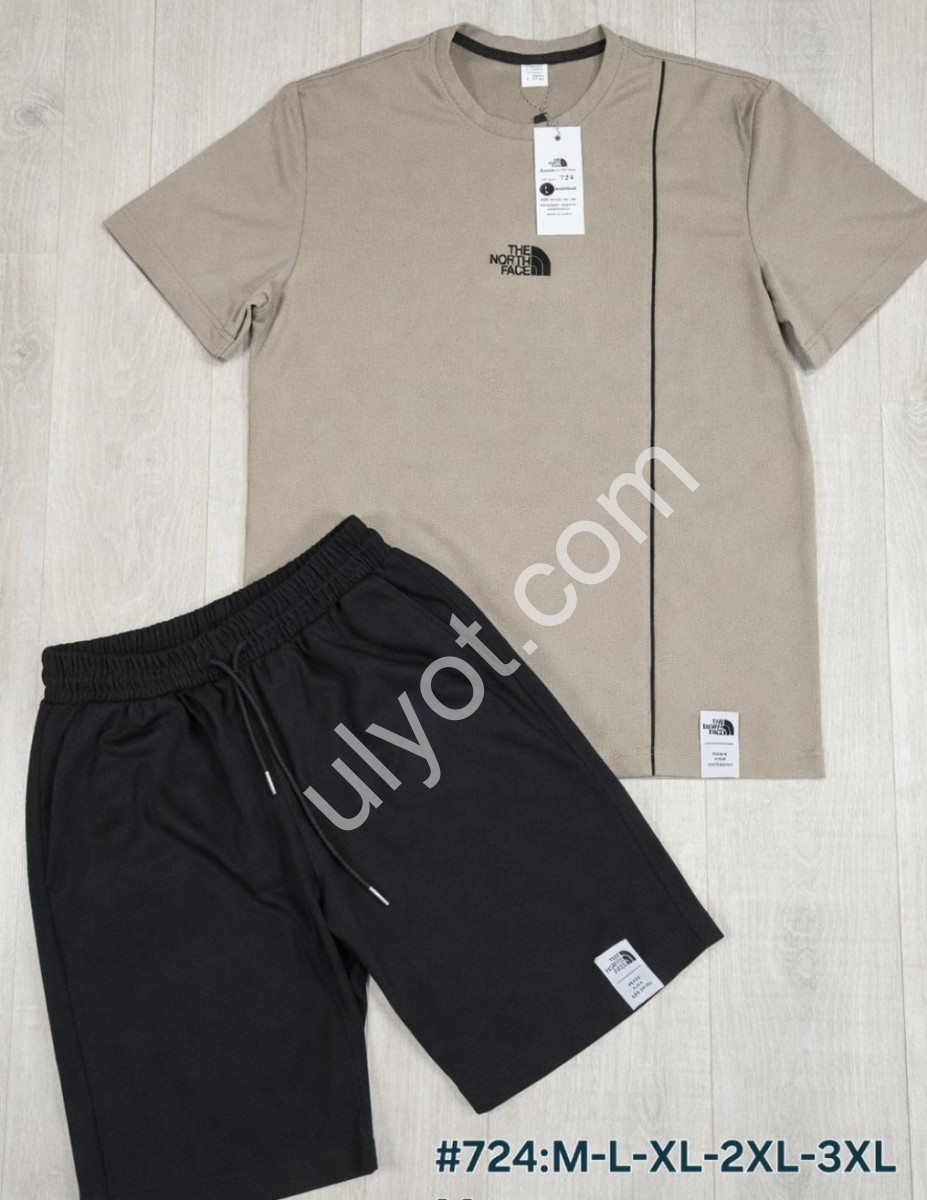 СПОРТ. КОСТЮМ T48 (M-3XL) БЕЖ+ЧЕРНЫЙ 724