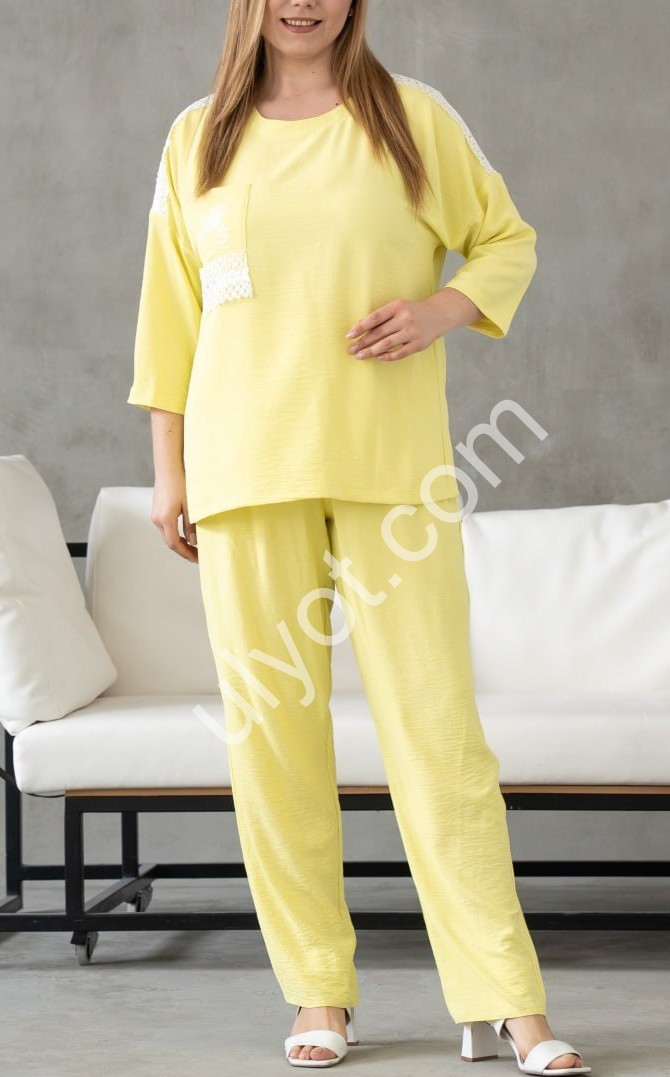 КОСТЮМ (XL-3XL) ПРЯМИЙ ЖОВТИЙ