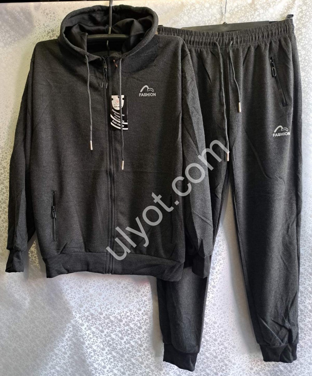 СПОРТ.КОСТЮМ (M-3XL) МАНЖЕТ Т.СЕРЫЙ 2077