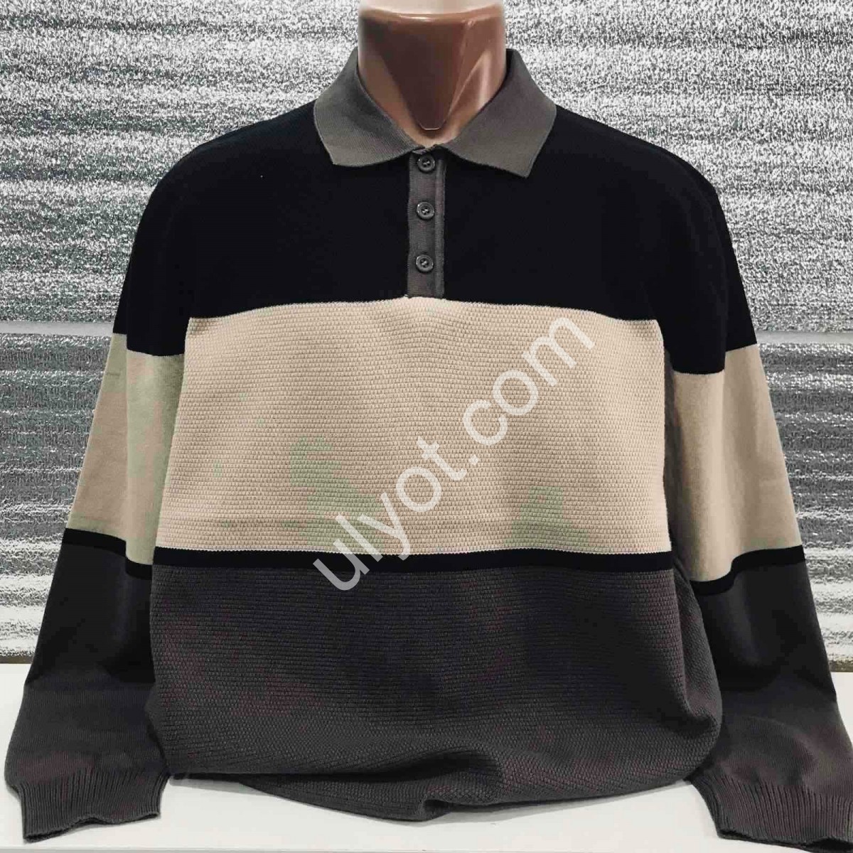 СВИТЕР MJ (M-2XL) ЧЕРНЫЙ+БЕЖ+МОККО 191