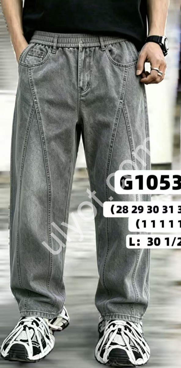 ДЖИНСЫ GOD BOREST (28-36) СЕРЫЙ МЕЛАНЖ 1053