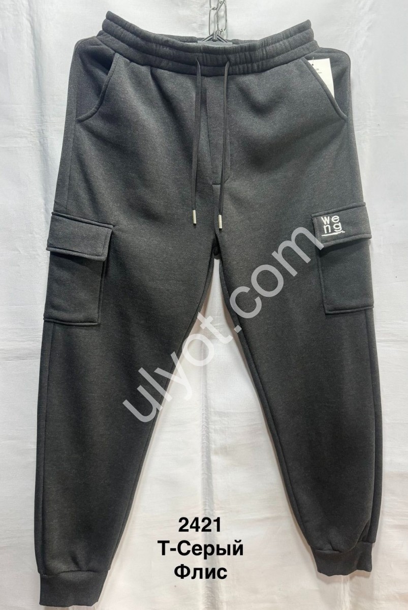 СПОРТ.ШТАНИ (XL-5XL) ФЛІС МАНЖЕТ Т.СІРИЙ 2421
