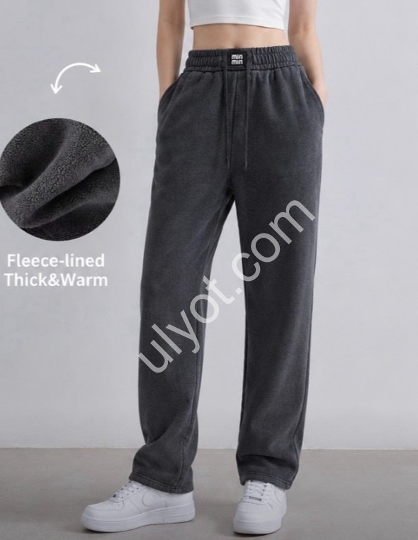 ШТАНЫ (2XL-5XL) ФЛИС ПРЯМОЙ СЕРЫЙ 9288-1