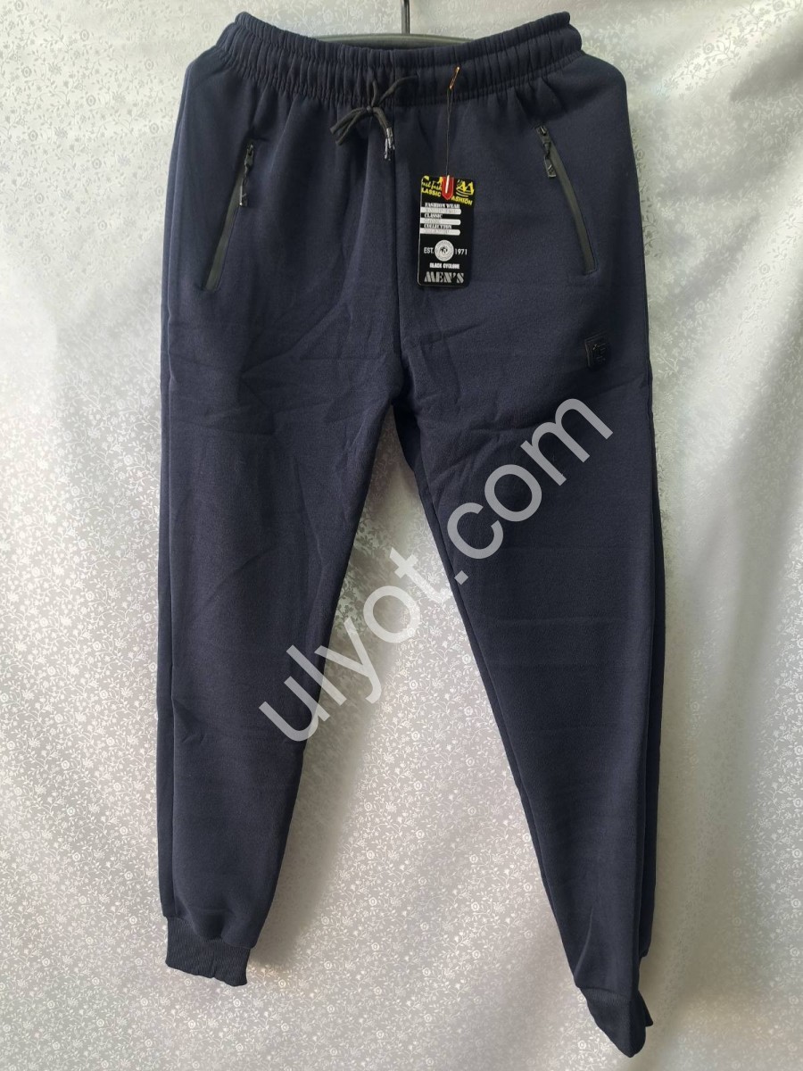 СПОРТ.ШТАНЫ (M-3XL) ФЛИС МАНЖЕТ Т.СИНИЙ 2607