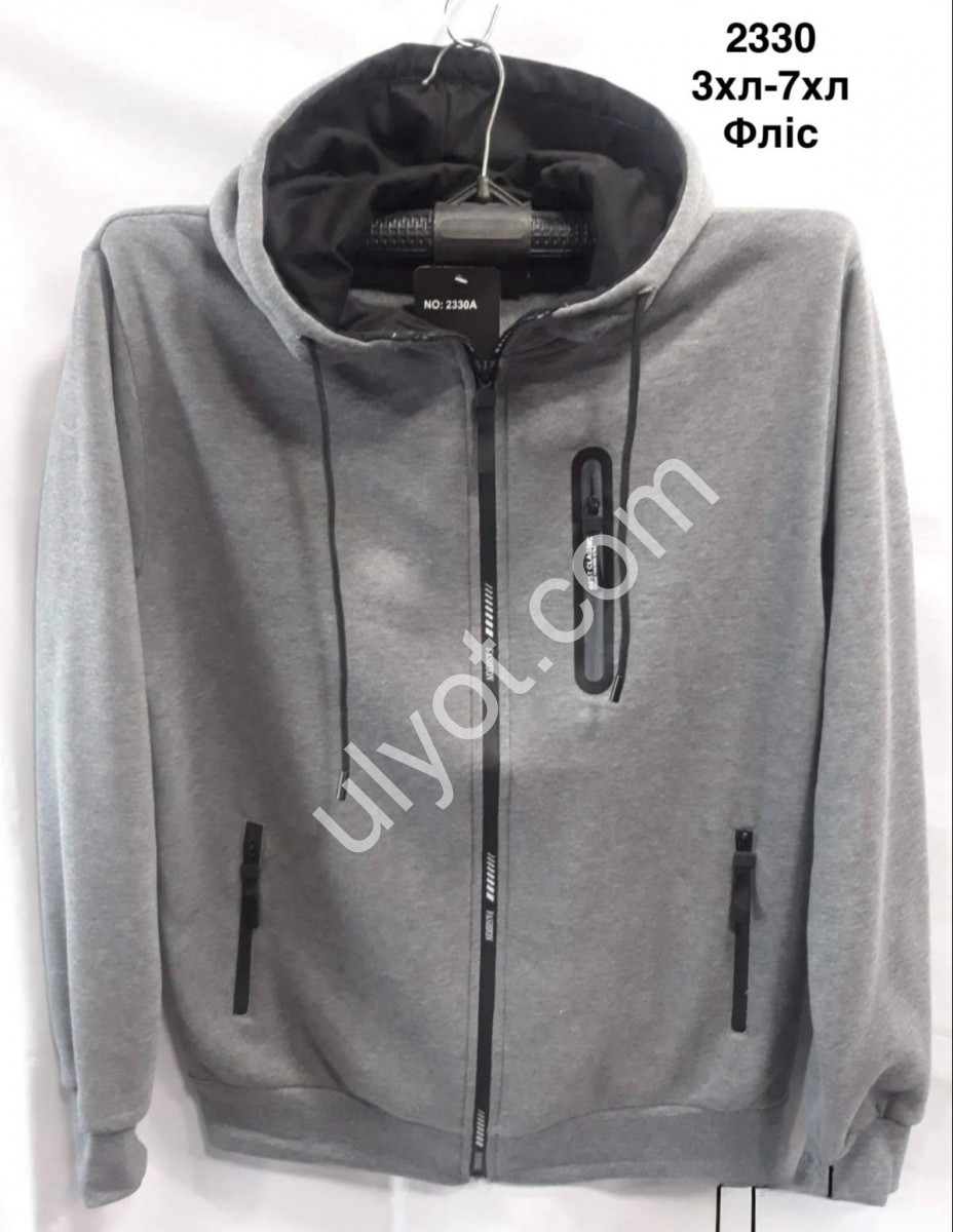 КОФТА (3XL-7XL) ФЛІС СІРИЙ 2330