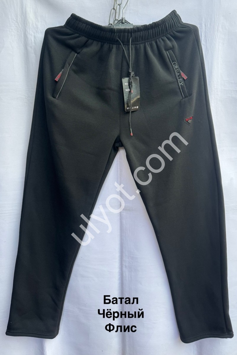 СПОРТ. ШТАНИ (3XL-7XL) ФЛІС ПРЯМИЙ ЧОРНИЙ 7132