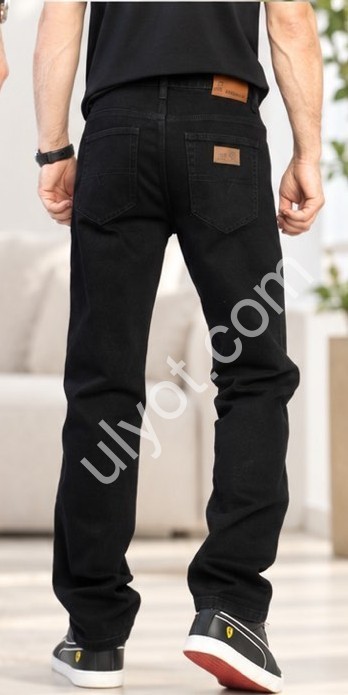 ДЖИНСЫ BASANJIU (31-38) ФЛИС ЧЕРНЫЙ 609-9