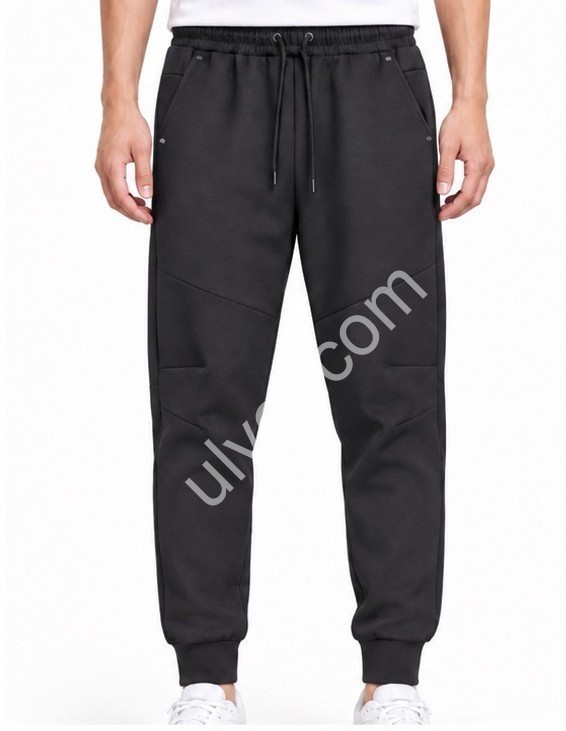 СПОРТ.ШТАНЫ (M-3XL) ФЛИС МАНЖЕТ ЧЕРНЫЙ 286