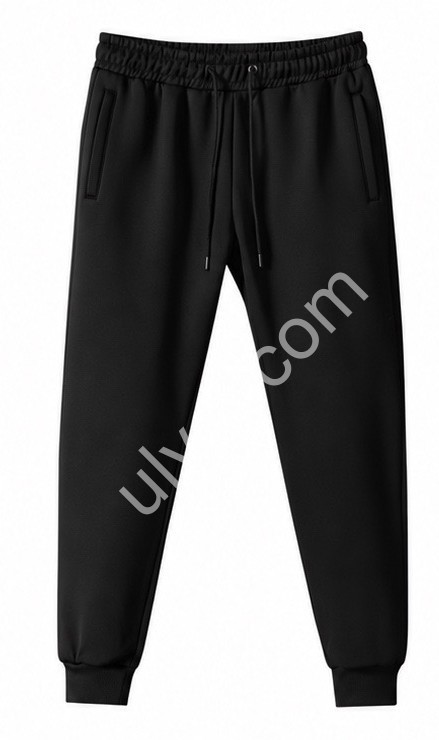 СПОРТ.ШТАНЫ (M-3XL) ФЛИС МАНЖЕТ ЧЕРНЫЙ 290