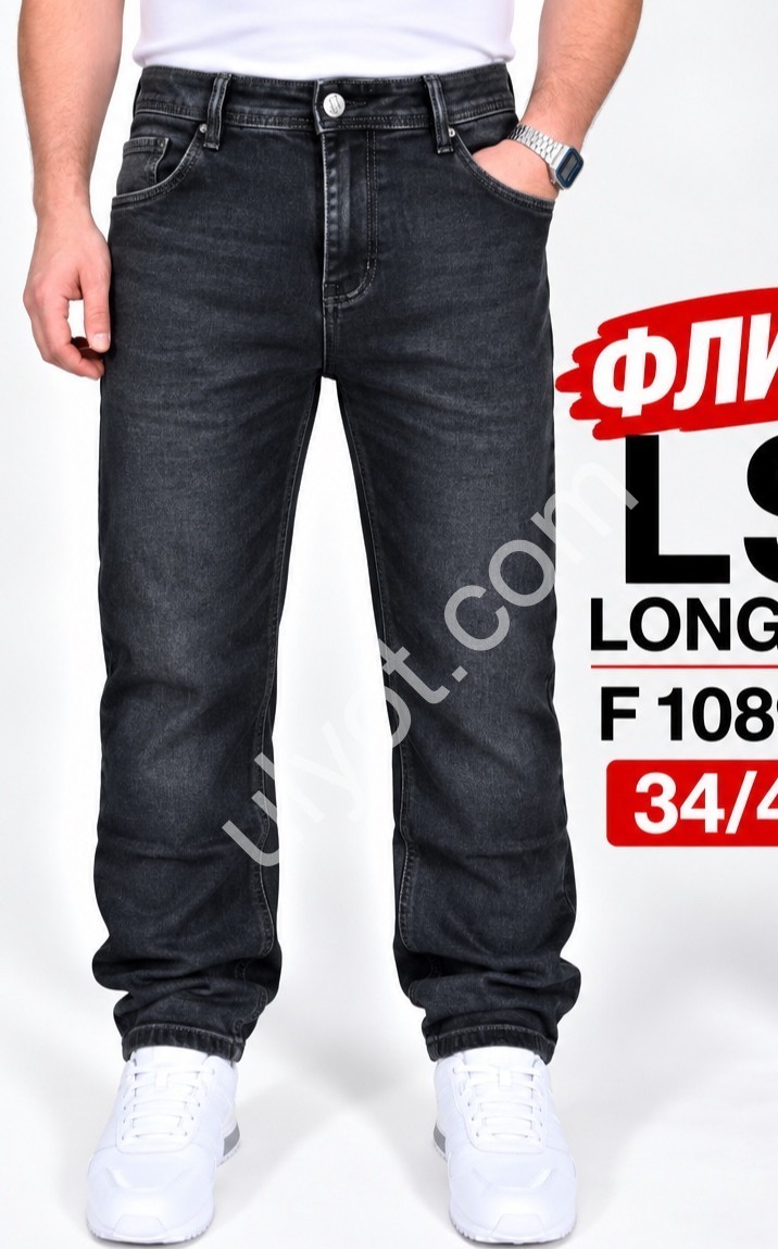 ДЖИНСИ LONGFEI (34-44) ФЛІС ГРАФІТ F1089D