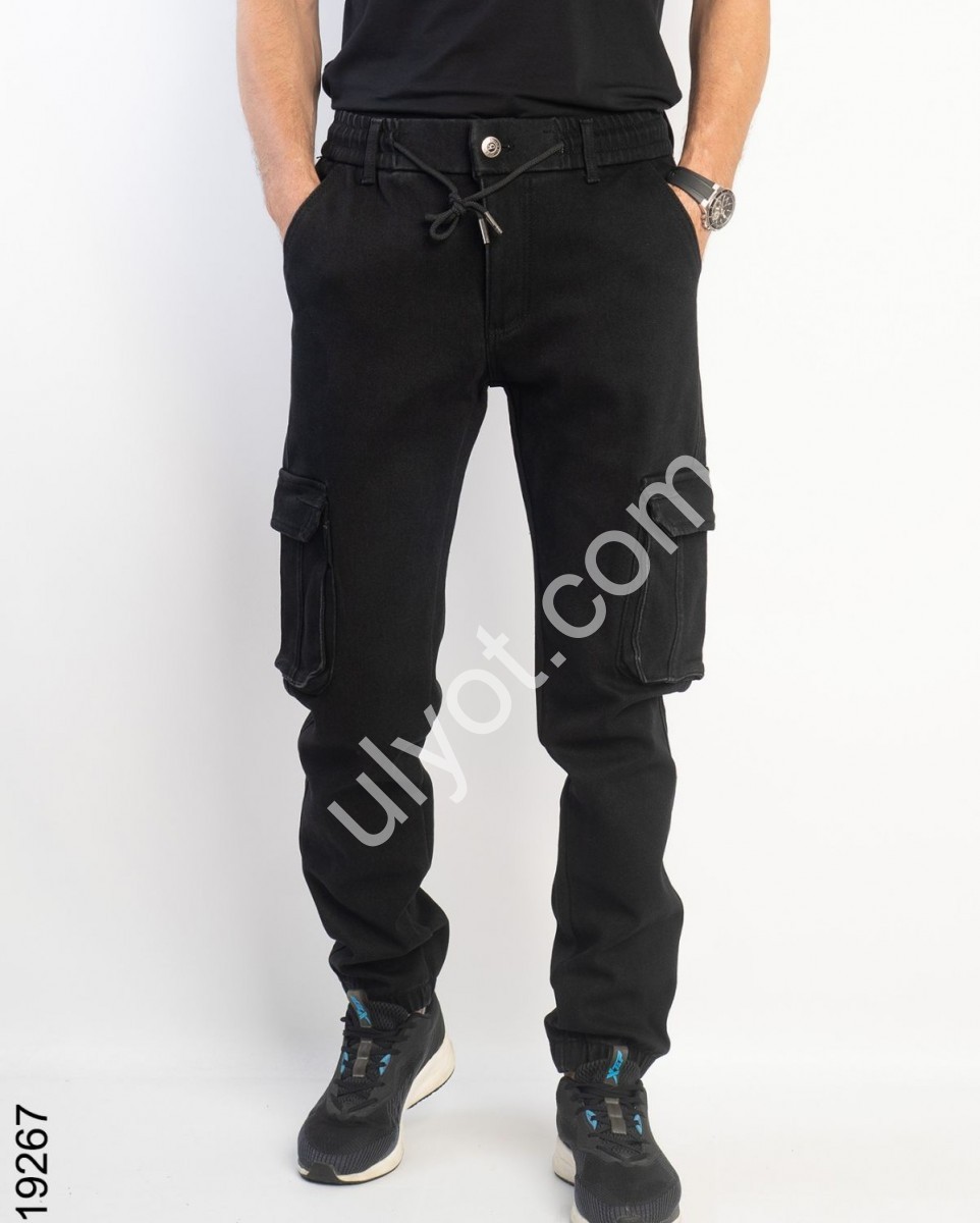 ДЖИНСЫ CAPTAIN (32-42) КАРГО ЧЕРНЫЙ 19267