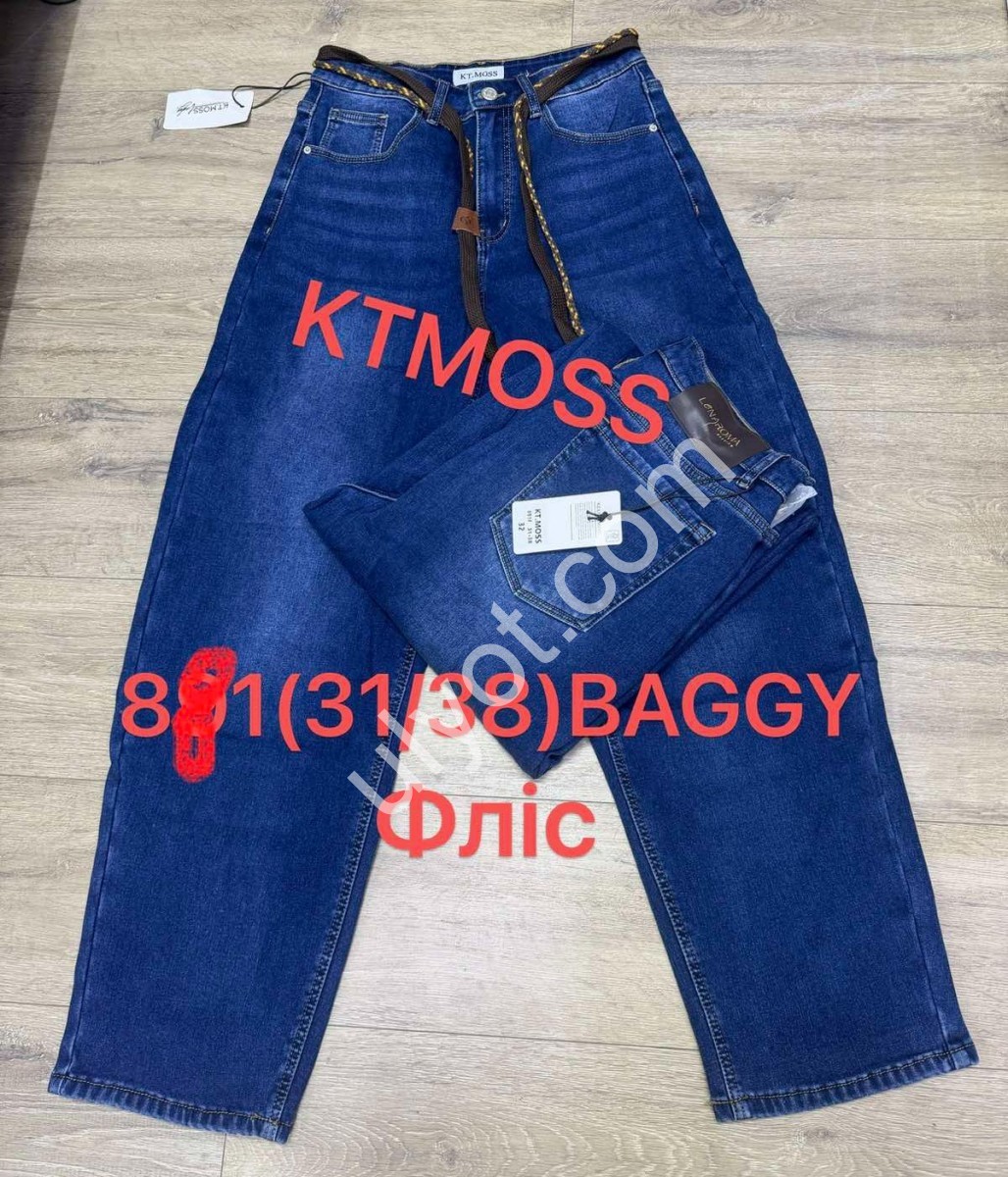 ДЖИНСЫ KT.MOSS (31-38) ФЛИС Т.СИНИЙ 881