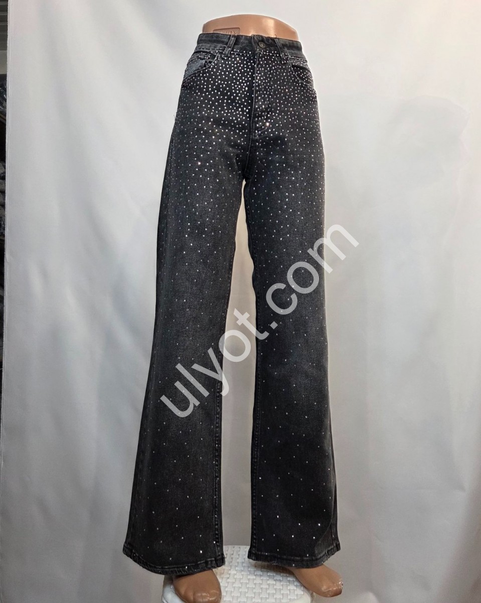 ДЖИНСЫ SASHA (26-31) КАМНИ ГРАФИТ 3855