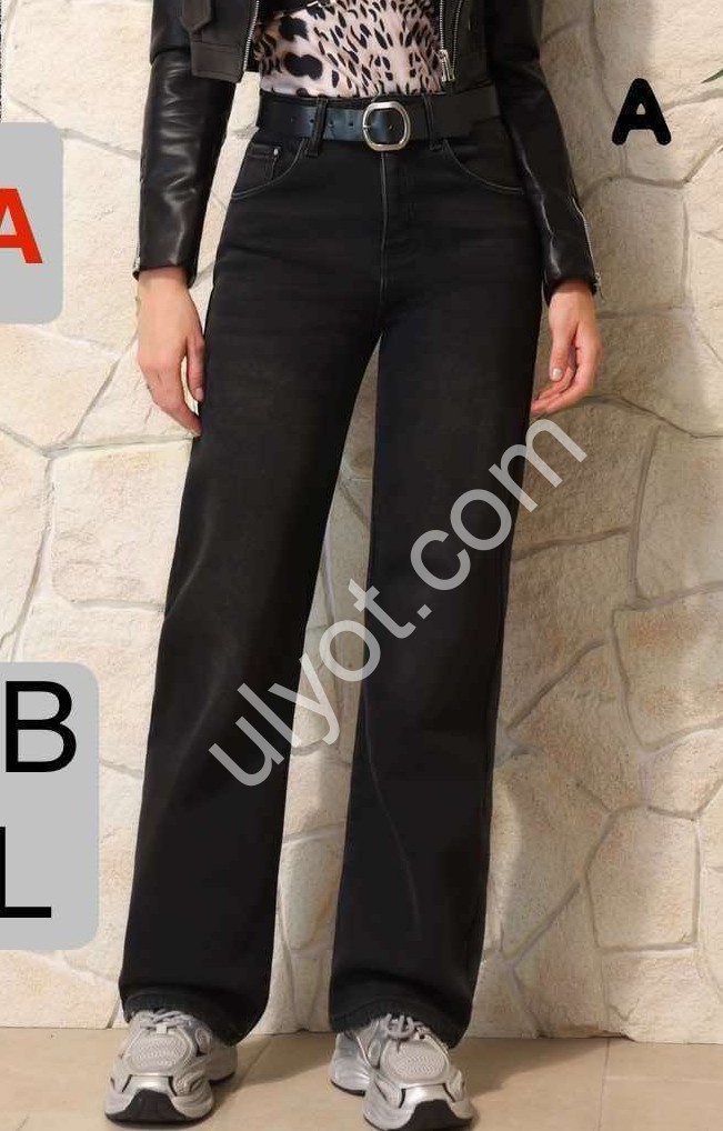 ДЖИНСЫ M.SARA (S-2XL) БАЙКА ЧЕРНЫЙ 5967-B