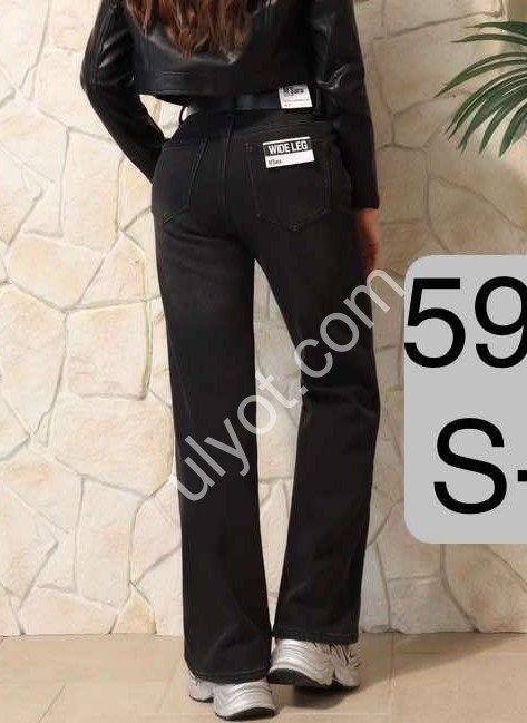ДЖИНСЫ M.SARA (S-2XL) БАЙКА ЧЕРНЫЙ 5967-B