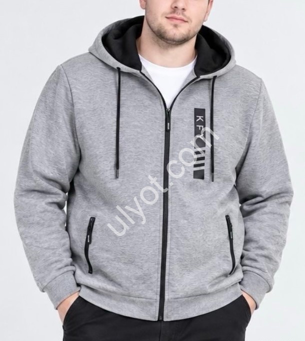 КОФТА (M-3XL) ФЛИС СВ.СЕРЫЙ 2326