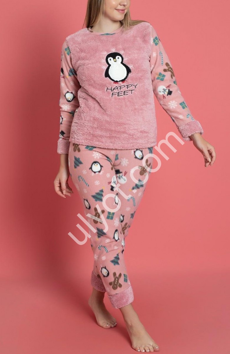 ПІЖАМА (M-2XL) ФЛІС РОЖОВИЙ 8127