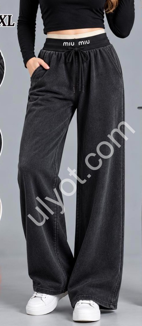 ШТАНИ (2XL-6XL) Хутро ПРЯМЕ ЧОРНЕ 1015