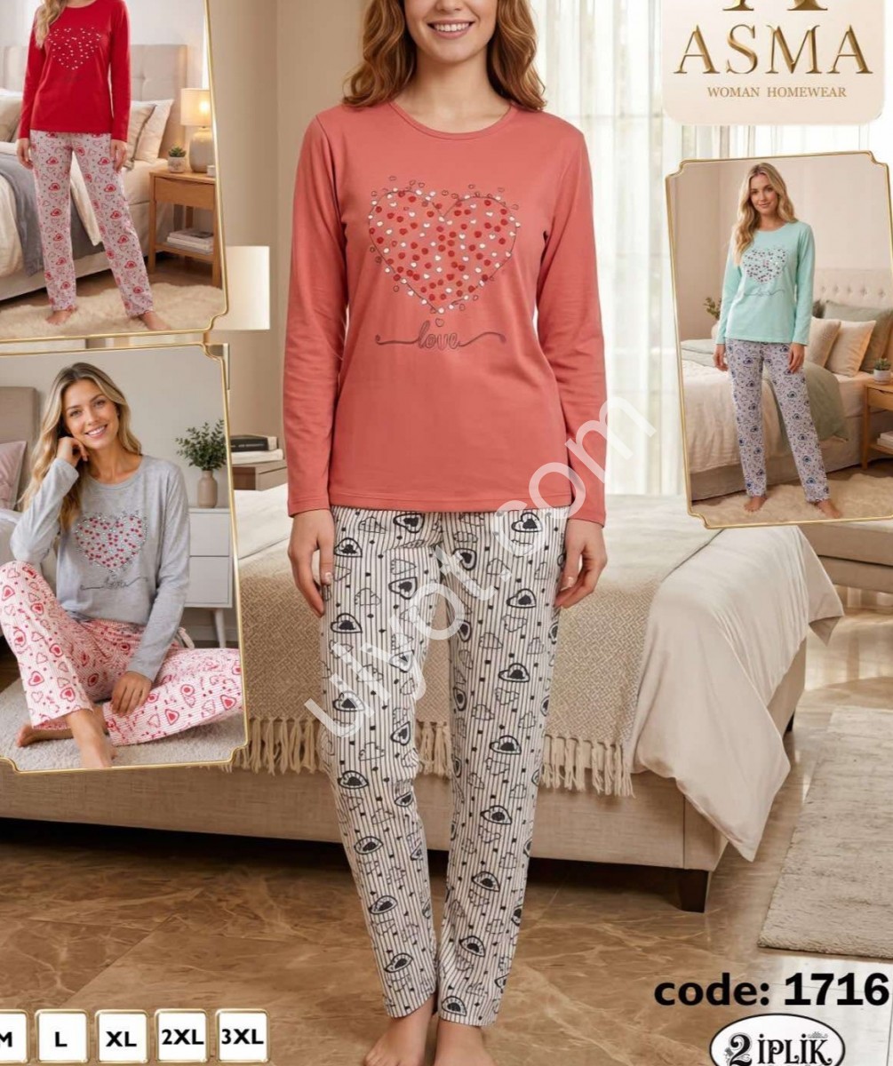 ПИЖАМА (M-3XL) БАЙКА МИКС 1716