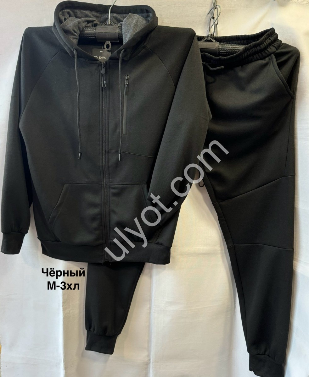 СПОРТ.КОСТЮМ (M-3XL) МАНЖЕТ ЧЕРНЫЙ 2367