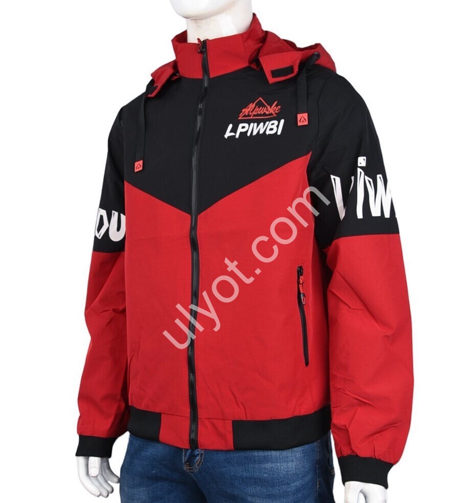 ВЕТРОВКА LPIWBI (L-4XL) КРАСНЫЙ+ЧЕРНЫЙ 3706