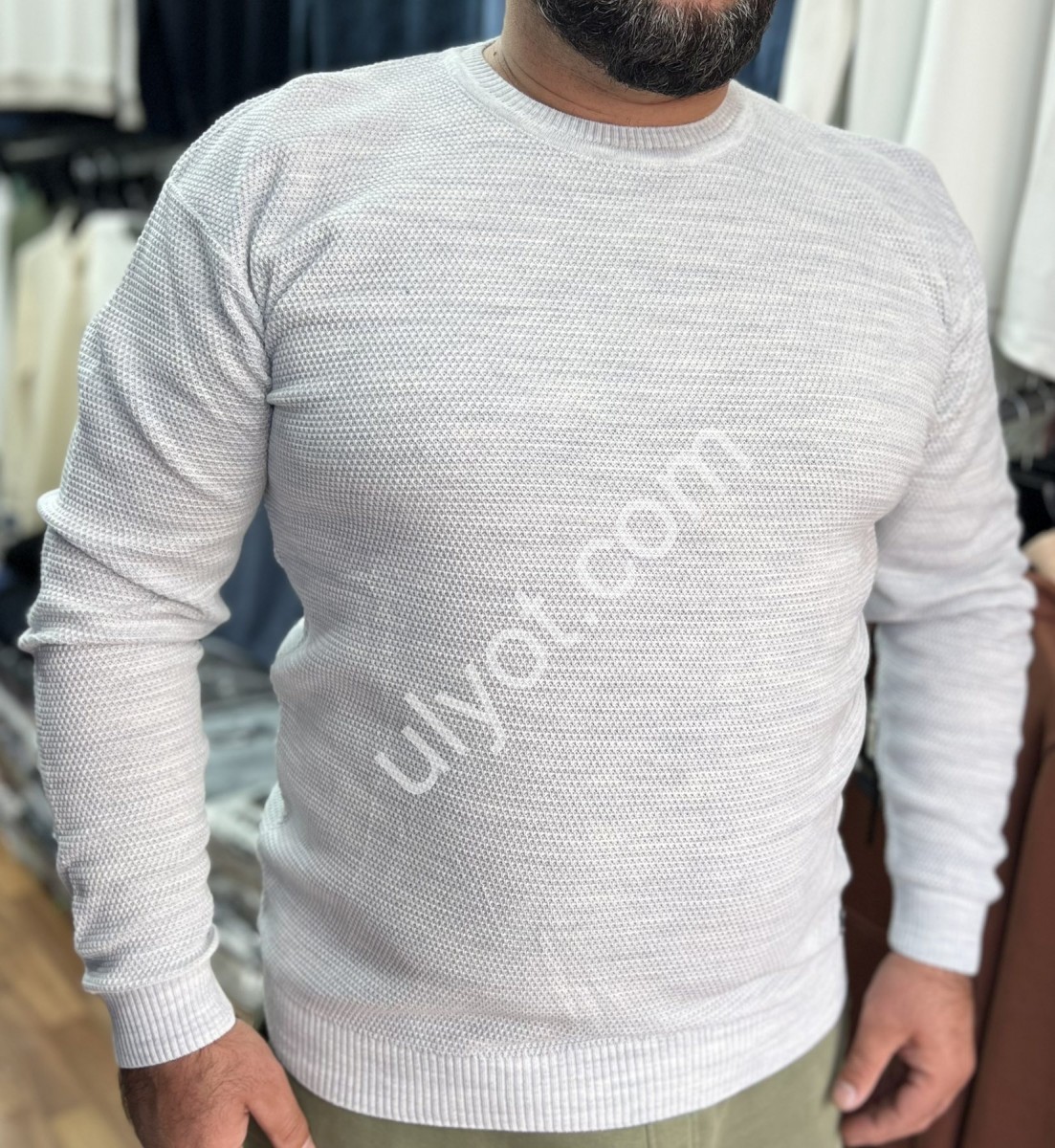 СВІТЕР NAVAS (3XL-5XL) СВ.СІРИЙ 95530-30