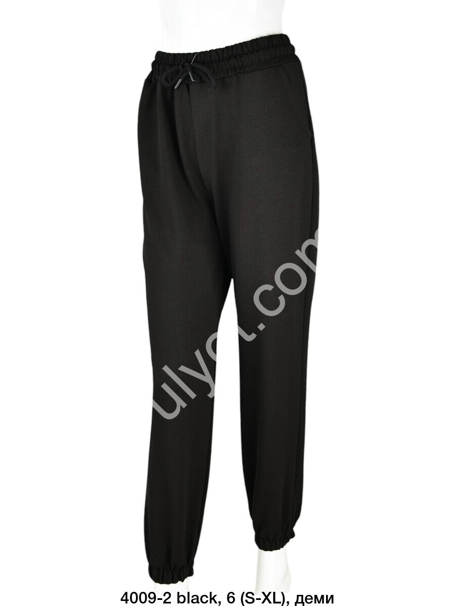 СПОРТ.ШТАНЫ (S-XL) МАНЖЕТ ЧЕРНЫЙ 4009-2