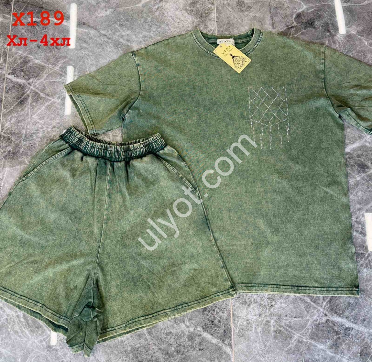 ЖЕНСКИЙ КОСТЮМ(XL-4XL) ЗЕЛЕНЫЙ Х189
