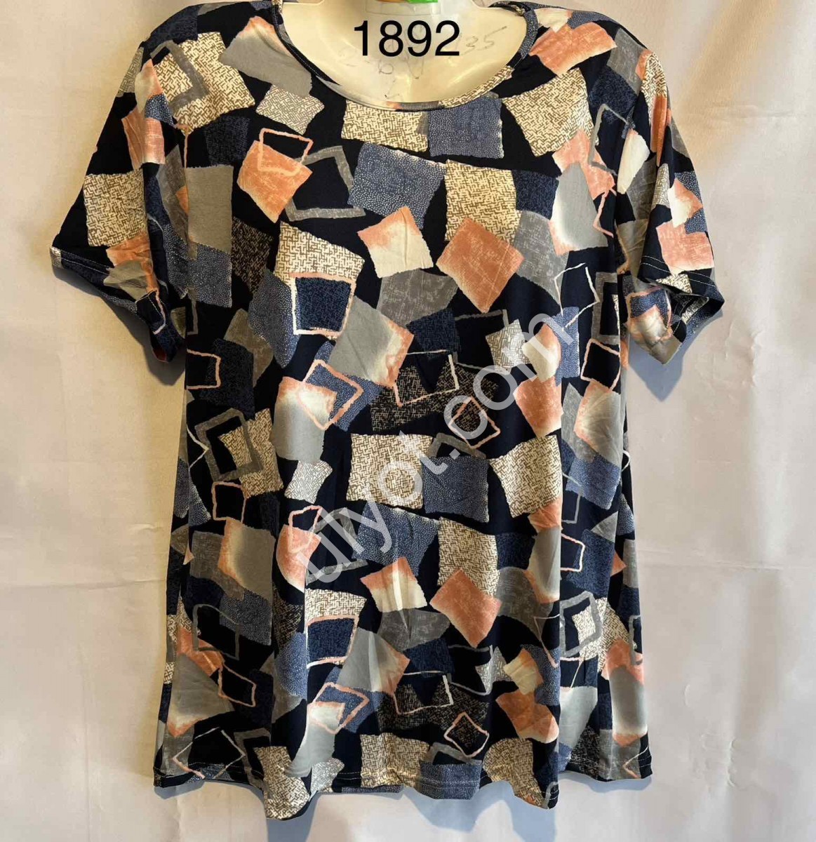 ФУТБОЛКА (L-5XL) СИН+БЕЖ МИКС 1892
