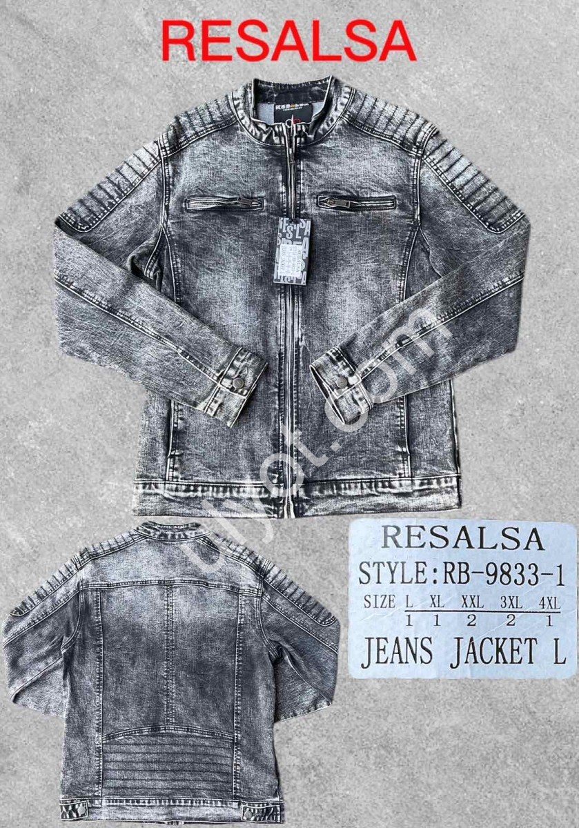 ДЖИНСОВА КУРТКА RESALSA (L-4XL) СІРИЙ RB9833-1