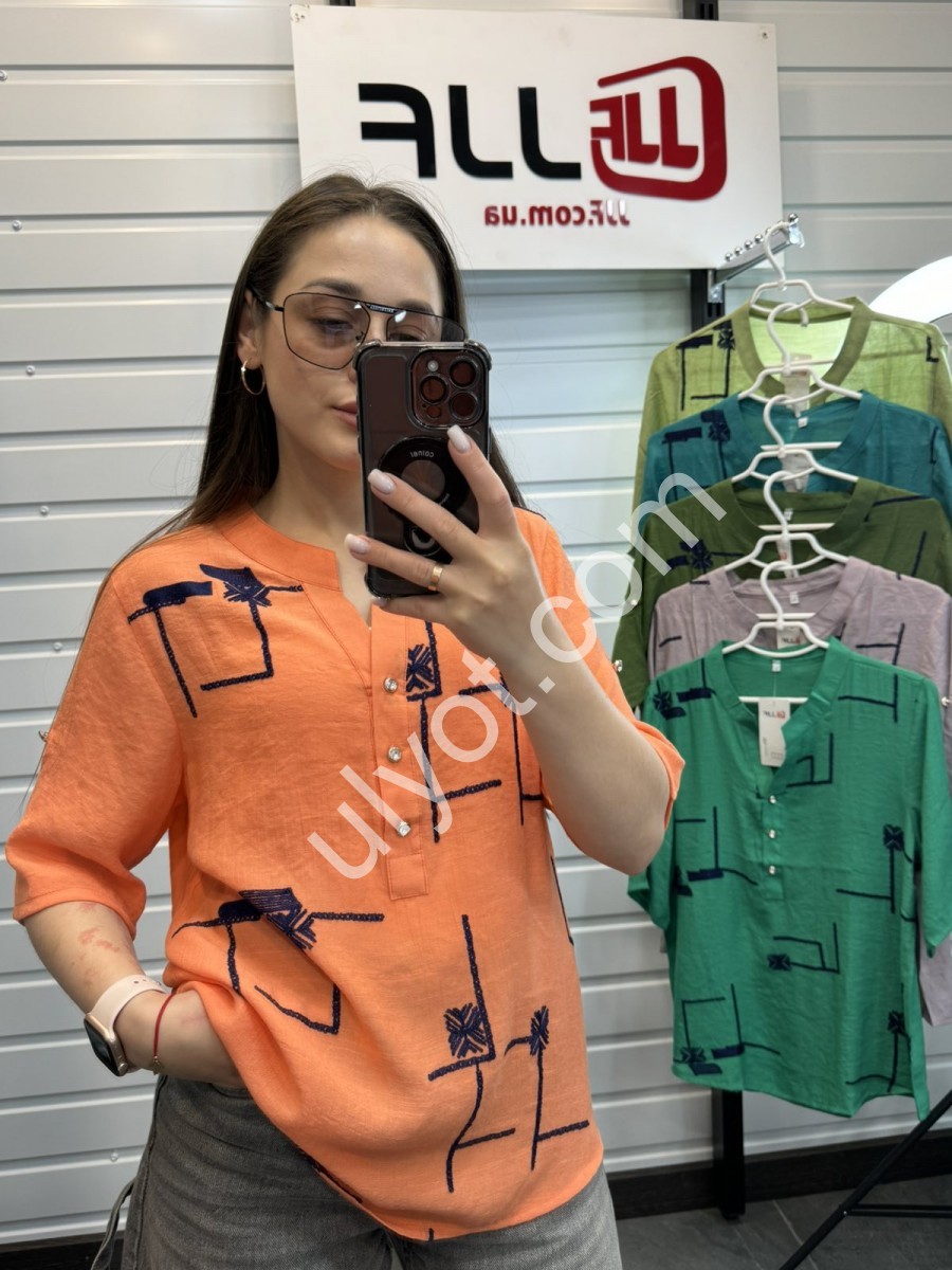 БЛУЗКА JJF (XL-4XL) ОРАНЖЕВЫЙ 1115