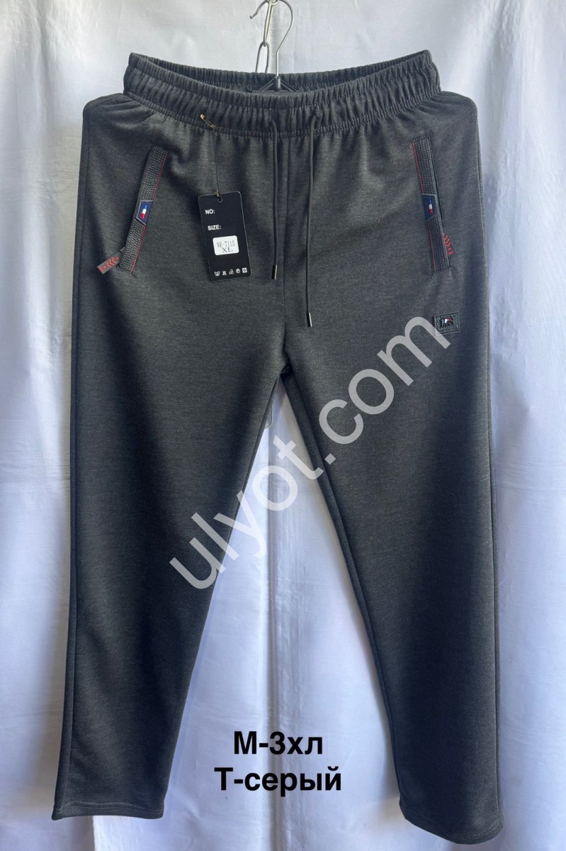 СПОРТ.ШТАНЫ (M-3XL) ПРЯМОЙ Т.СЕРЫЙ 7115
