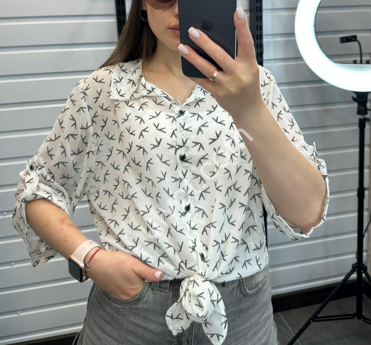 БЛУЗКА JJF (XL-4XL) БЕЛЫЙ 8808