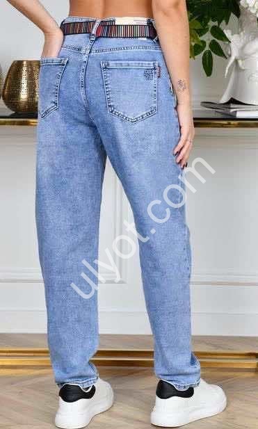 ДЖИНСЫ DERUN MOM (28-33) ГОЛУБОЙ B29