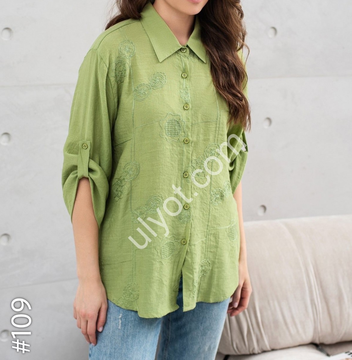 БЛУЗКА (XL-4XL) ХАКИ 109