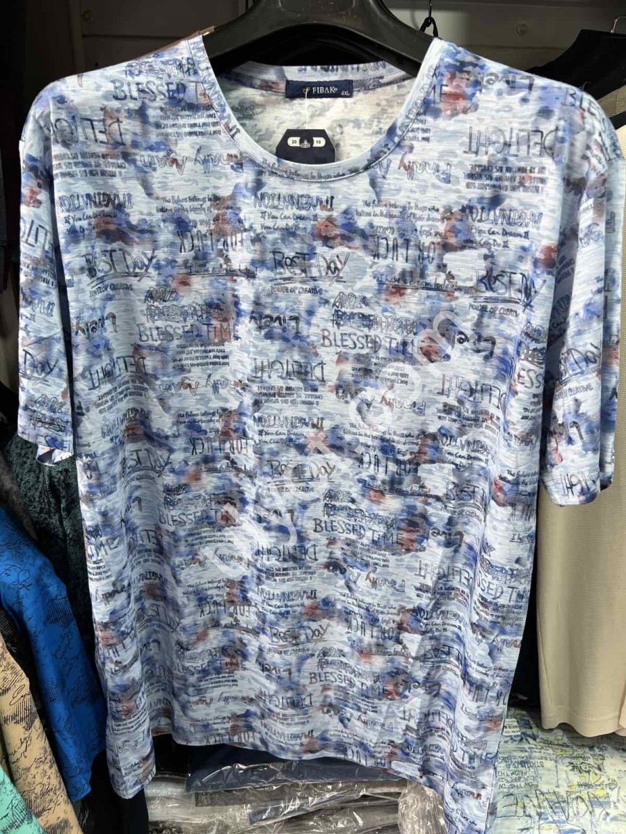 ФУТБОЛКА (2XL-5XL) СВ.СЕРЫЙ+СИНИЙ 8544