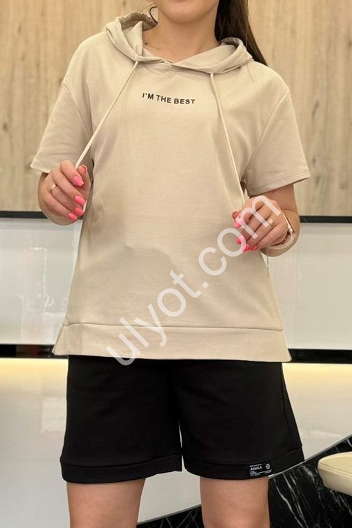 КОСТЮМ JJF (L-4XL) БЕЖЕВЫЙ+ЧЕРНЫЙ 5039