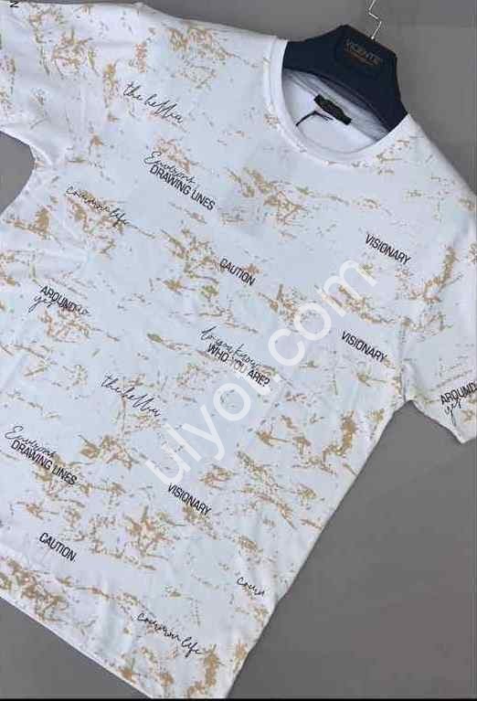 ФУТБОЛКА (2XL-6XL) БІЛИЙ+БІЖОВИЙ 1106