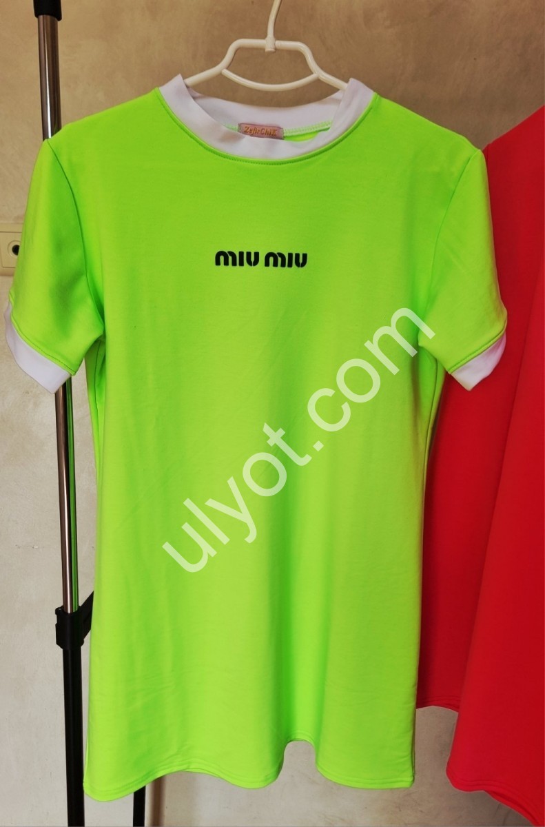 ПЛАТЬЕ-ФУТБОЛКА MIU40 (OVER SIZE) САЛАТОВЫЙ 2523