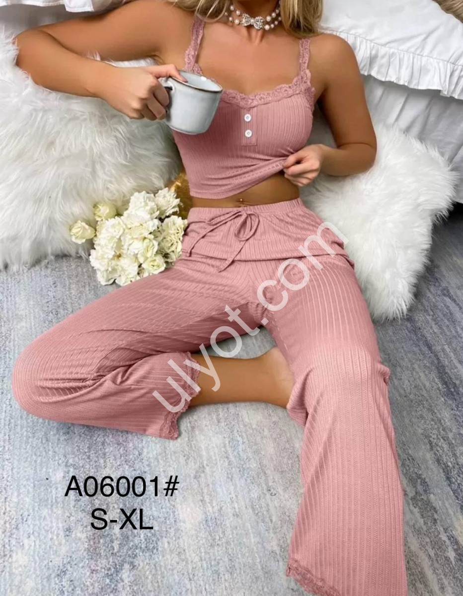 ПІЖАМА (S-XL) ПУДРА A06001
