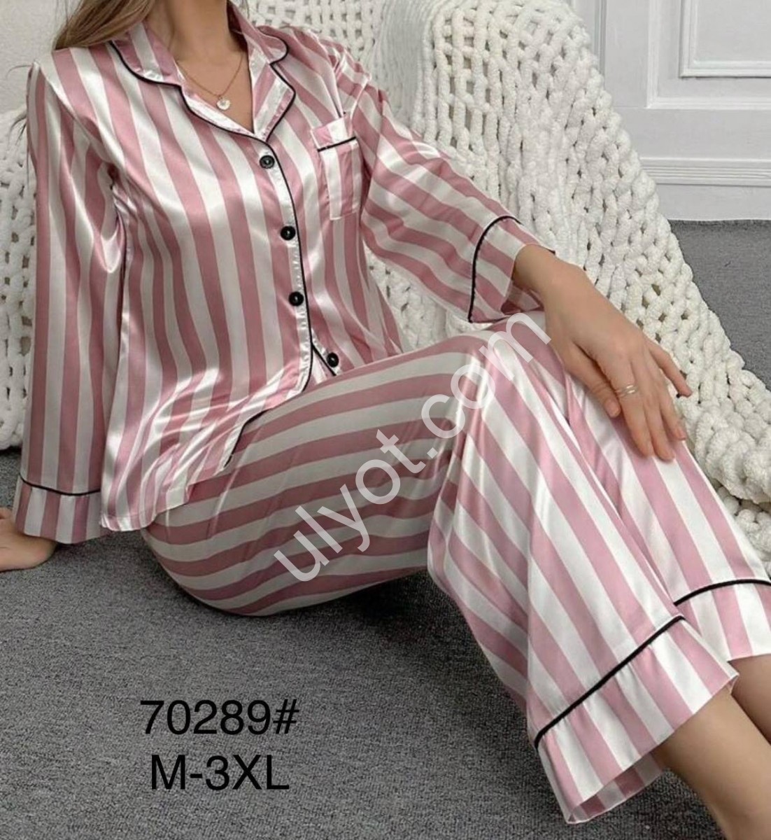 ПІЖАМА (M-3XL) ПУДРА+СМУЖКА 70289