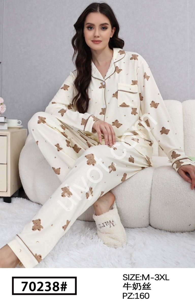 ПИЖАМА МИШКИ (M-3XL) СВЕТЛЫЙ 70238