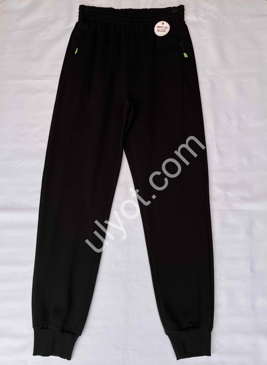 СПОРТ.ШТАНЫ (M-3XL) МАНЖЕТ ЧЕРНЫЙ 