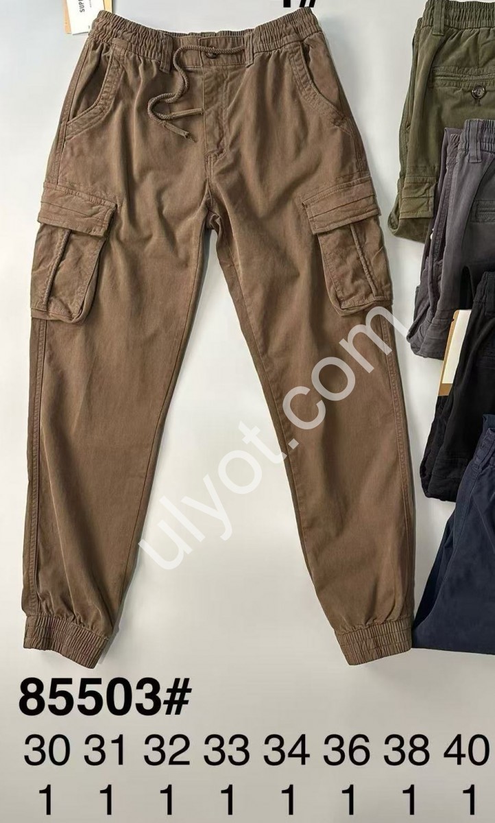 ДЖИНСЫ КАРГО (30-40) ЧЕРНЫЙ 85503-5