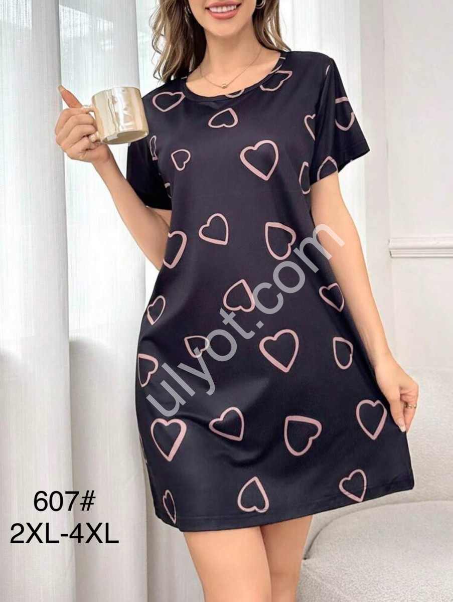 ТУНИКА СЕРДЕЧКИ (2XL-4XL) Т.СИНИЙ  607