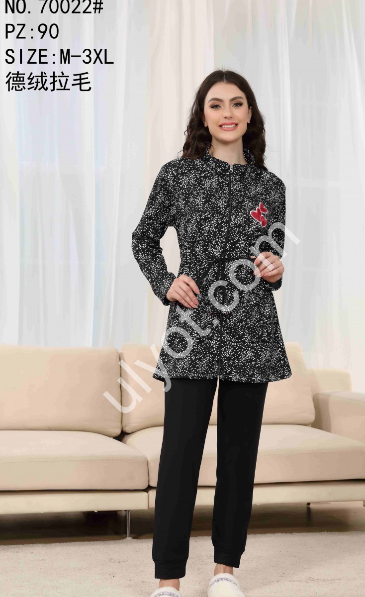 ПИЖАМА СЕРДЕЧКИ (M-3XL) ЧЕРНЫЙ 70022