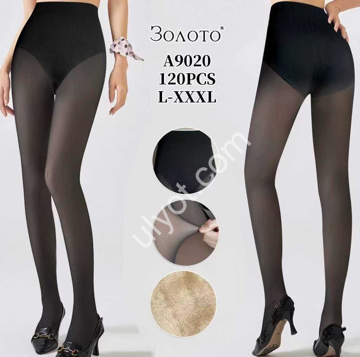 КОЛГОТЫ (L-3XL) МЕХ ЧЕРНЫЙ 9020