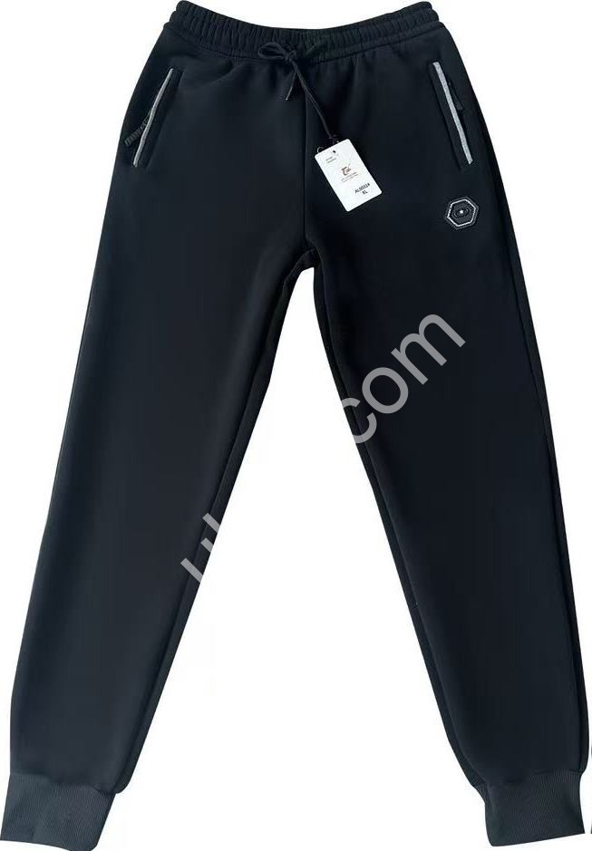 СПОРТ.ШТАНЫ (XL-5XL) ФЛИС МАНЖЕТ ЧЕРНЫЙ 0001